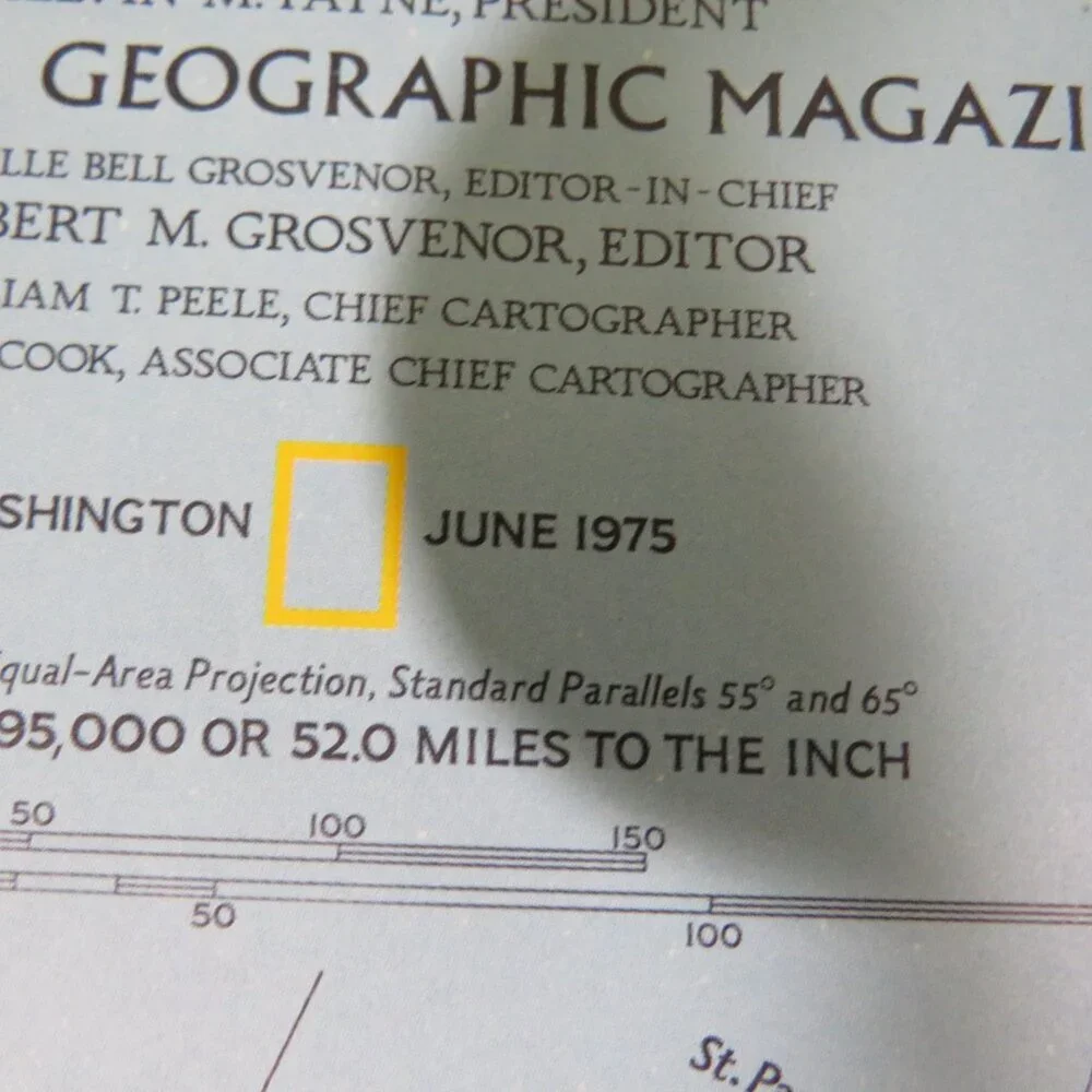 Nat Geo 1975 ALASKA MAP with info on back